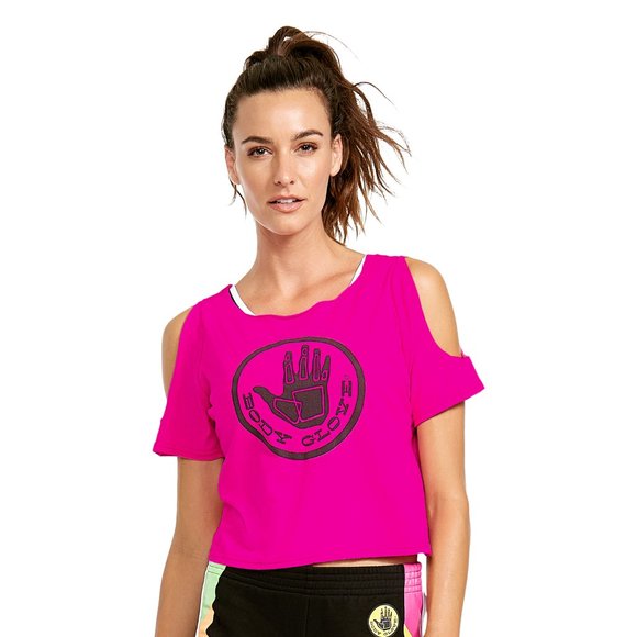 NWT Body Glove Belle Crop Top In Flamingo Pink - Picture 1 of 4